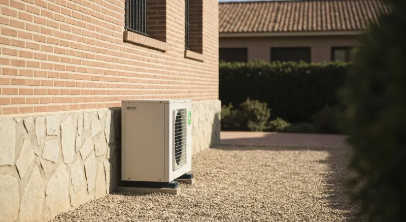 Aerotermia monobloc instalada junto a vivienda en Celrà