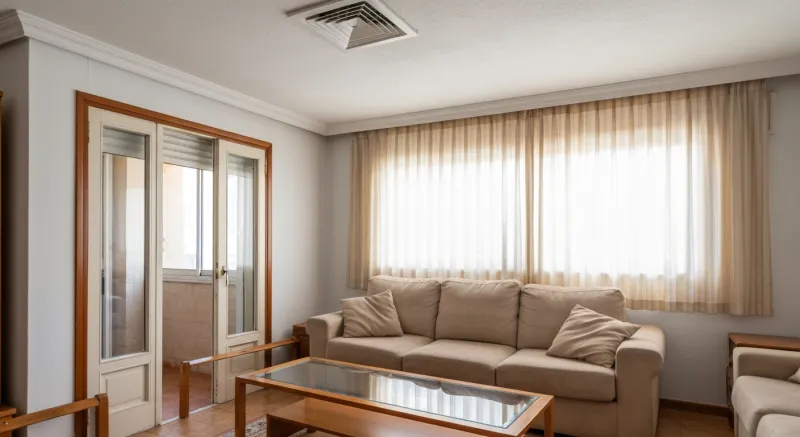 Split de aire acondicionado en pared de salón apartamento en Abrera